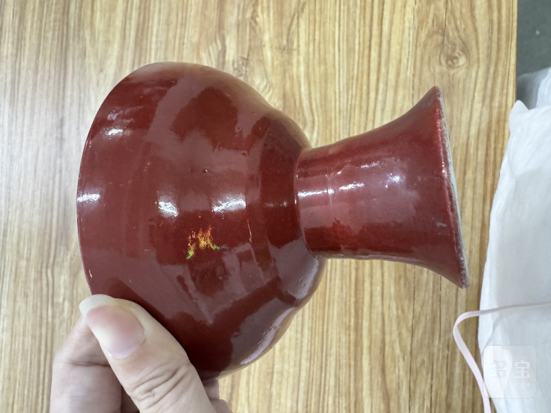 清 钧红釉高足碟 - 图4